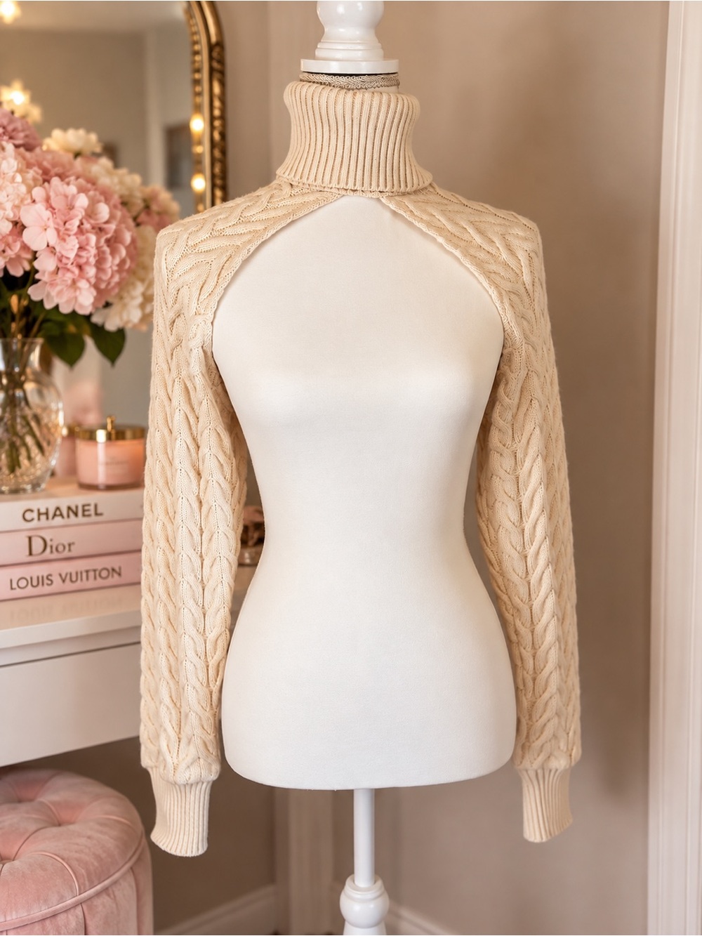 ZARA Cream Ribbed Turtleneck Sweater